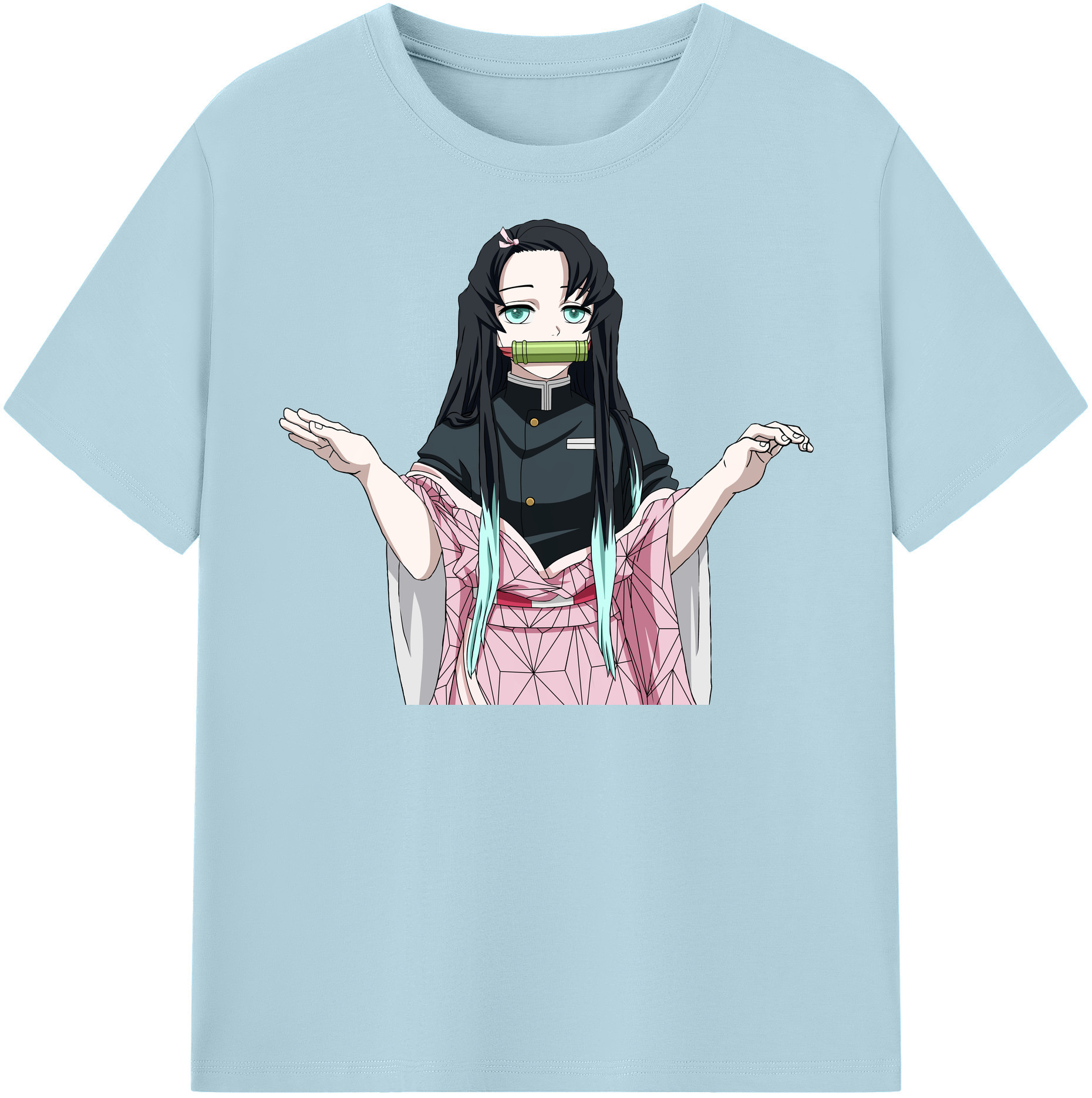 （画像用） 鬼滅の刃（きめつのやいば）竈門 禰󠄀豆子／かまど ねずこ Kamado Nezuko 綿100％半袖Tシャツ（フロントプリント）